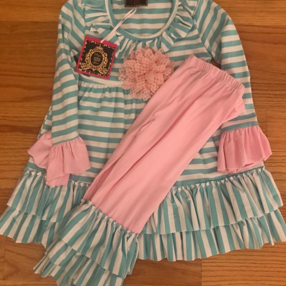 Girls ruffle tunic & pant set
